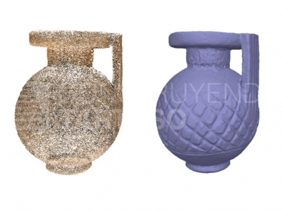 Example of a photogrammetric study of the main pieces from the sites (ceramic flasks from the site of Cancho Roano)